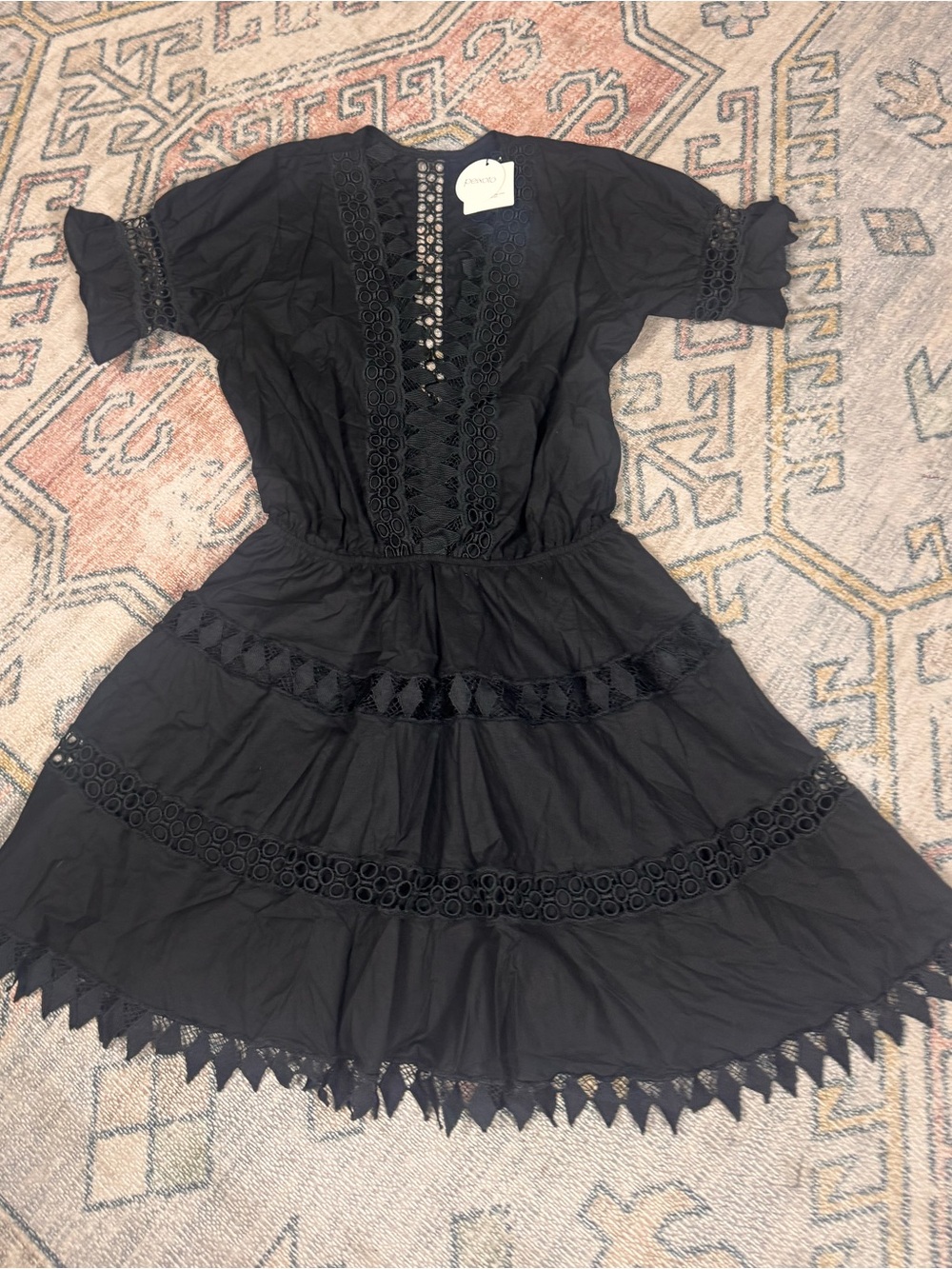$198 Peixoto Black Ora Cotton Embroidered Swimsuit Cover Up Dress XL yse2123 - Picture 3 of 11
